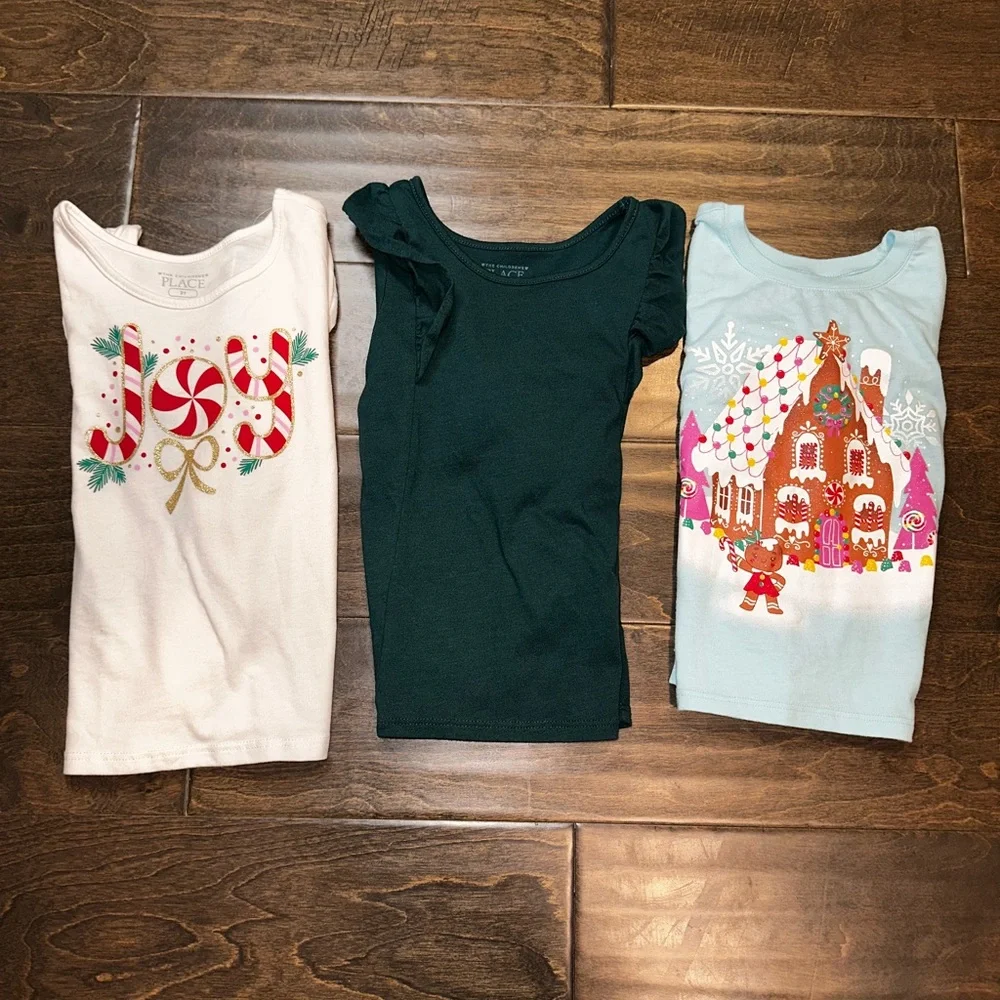The Childrens Place Long Sleeve Tees Bundle Holiday Christmas Size 3T